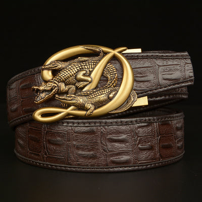 Cinturón de Cuero Genuino para Hombre con Hebilla Cocodrilo Automática - Image 3
