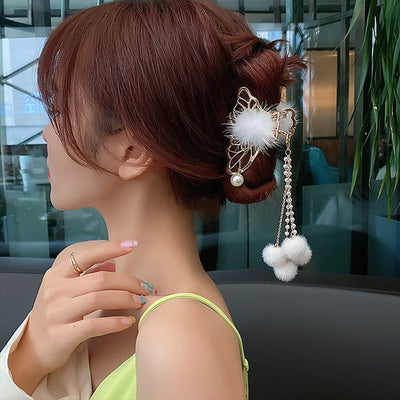 Pinza Grande de Metal para el Cabello con Lazo de Perlas - Image 14