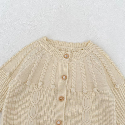Conjunto de Dos Piezas: Enterizo Tejido con Bolas de Burbujas y Abrigo para Bebé Niña - Image 32