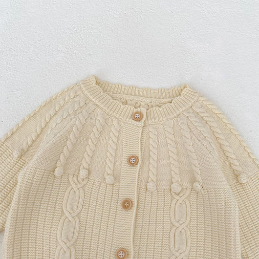Conjunto de Dos Piezas: Enterizo Tejido con Bolas de Burbujas y Abrigo para Bebé Niña - Image 32