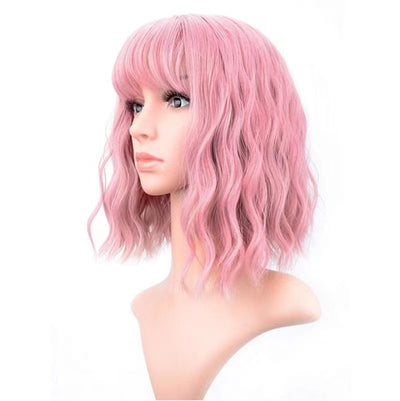 Peluca Ondulada con Flequillo Aéreo - Cabello Humano Artificial Estilo Onda Pequeña - Image 3