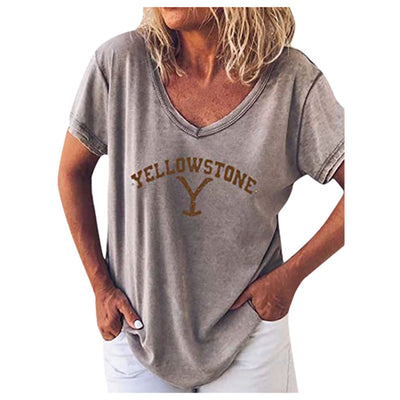 Playera Oversize Cuello V Estampado con Letras para Mujer - Image 8