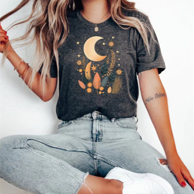 Camiseta Estampada 3D de Manga Corta para Mujer