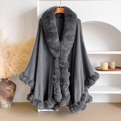Capa Poncho Oversize con Cuello de Pelaje Irregular - Image 8