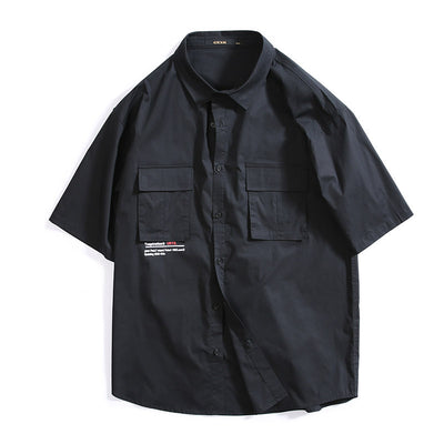 Camisa Negra Estampada de Manga Corta - Image 7