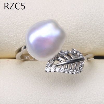 Anillo de Perla Barroca Natural Diseño Luna Platino - Image 18