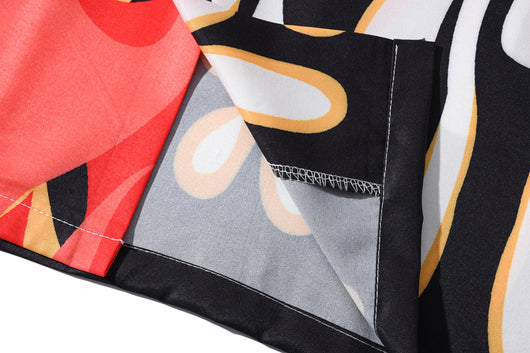 Camisa Estampada Flame Personalidad Americana de Manga Corta para Hombre - Image 4
