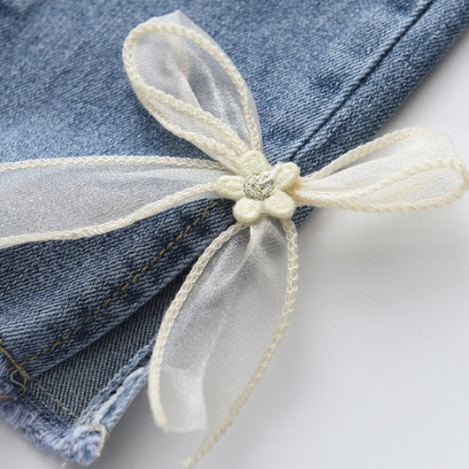 Jeans Slim Fit Niña Estilo Coreano con Moño - Moda Infantil Dulce - Image 10