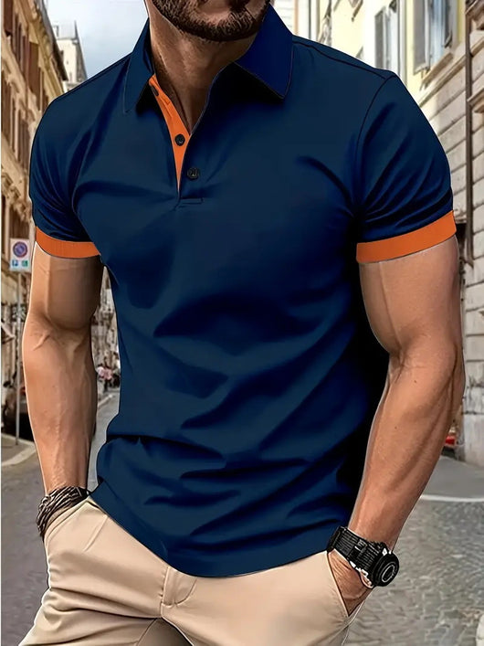Polo Casual Holgado de Manga Corta Liso para Hombre - Image 38