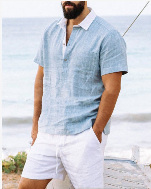 Camisa Casual de Algodón y Lino con Cuello Solapa - Diseño Minimalista - Image 3