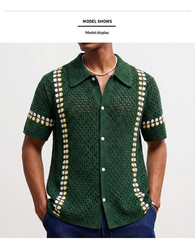 Polo Cardigan Crochet Soluble en Agua para Hombre - Image 10