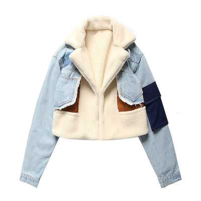 Chaqueta Biker de Mezclilla con Costuras Acolchadas - Image 9