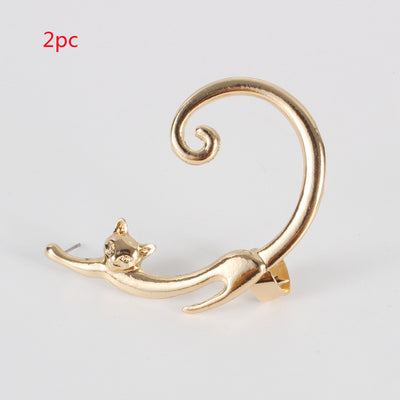 Arete Individual de Gato Punk con Ear Cuff Integrado - Image 10