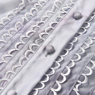 Vestido Camisero con Mangas de Encaje Burbuja - Image 9