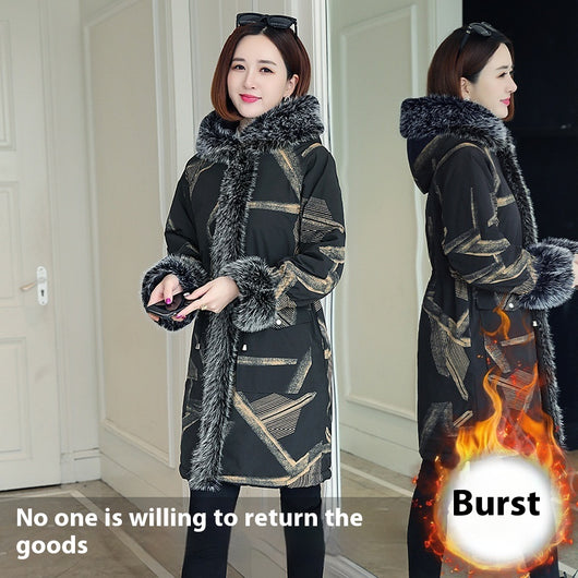 Parka Mujer Talla Grande con Cuello de Pelaje - Abrigo de Algodón Premium - Image 4