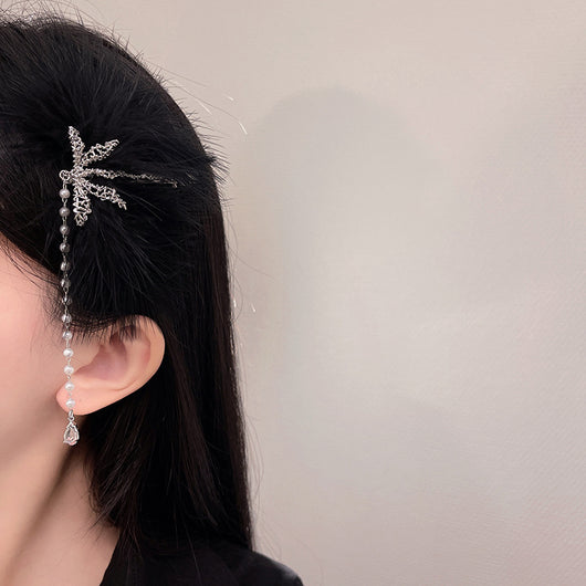 Pasador de Cabello Perla Libélula con Borla de Temperamento Minimalista - Image 5