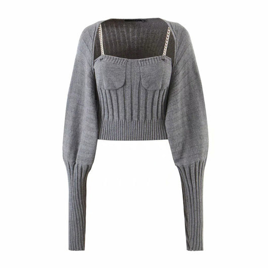 Conjunto de Dos Piezas Tejido para Mujer - Estilo Europeo - Image 9