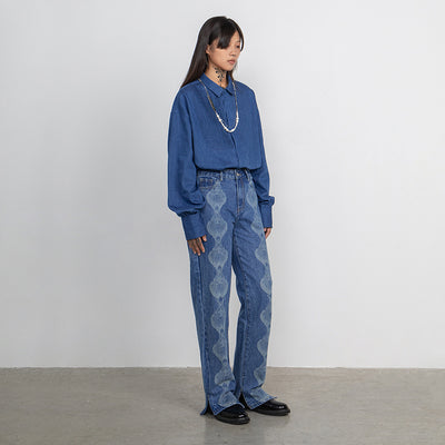 Jeans para Mujer con Cortes y Dobladillo Quemado - Image 2