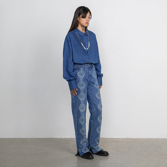Jeans para Mujer con Cortes y Dobladillo Quemado