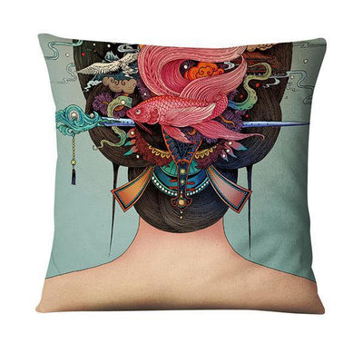 Funda de Almohada de Lino con Diseño Pintado Diario - Image 14