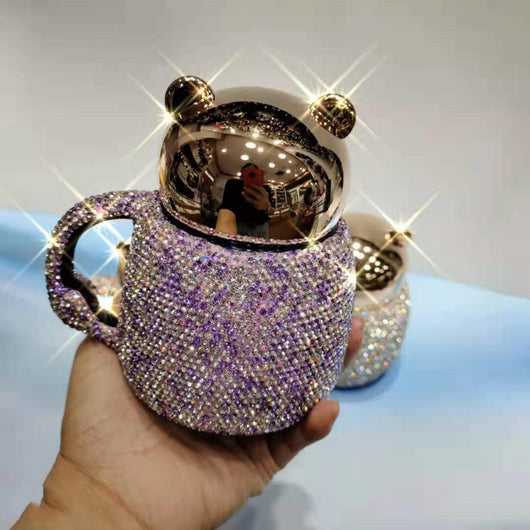Taza Cerámica Infantil Osito con Tapa y Diseño de Diamantes - Image 6