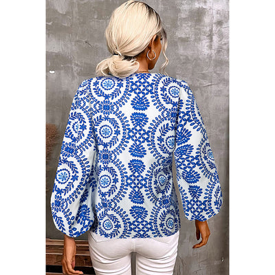 Camisa Estampada Ajustada de Manga Larga para Mujer - Diseño Europeo Versátil - Image 5