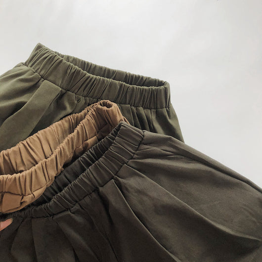 Pantalones Casuales Infantiles de Color Sólido con Cintura Elástica Estilo Literario - Image 20