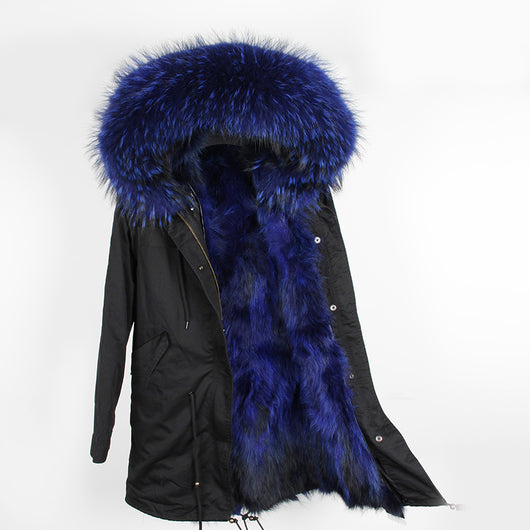 Abrigo Parka con Cuello de Piel de Mapache Oversized - Image 18