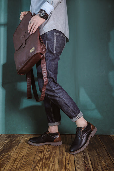 Zapatos Casuales de Cuero Estilo Británico Retro para Hombre - Image 18