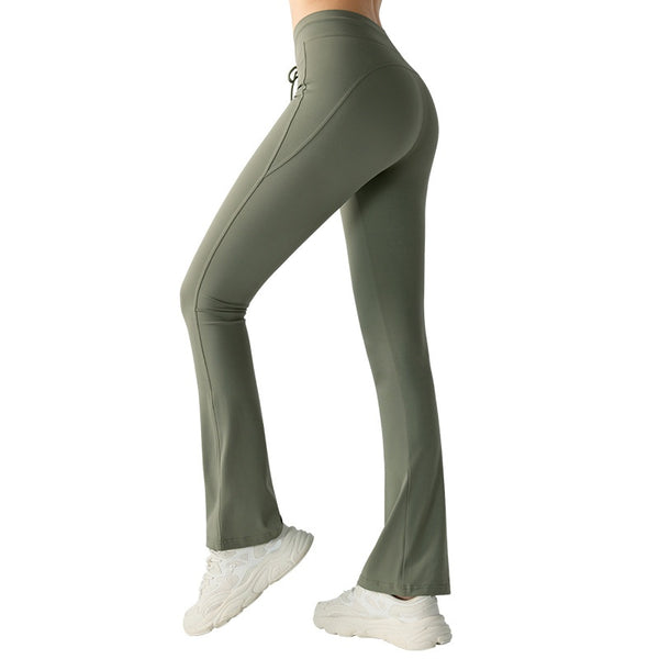 Pantalones Yoga Acampanados con Levantador de Glúteos y Bolsillos Laterales