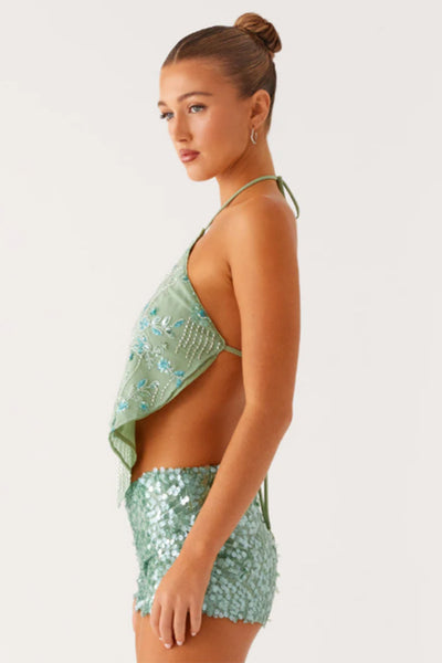 Blusa Elegante con Lentejuelas, Bordados y Espalda Descubierta - Image 10