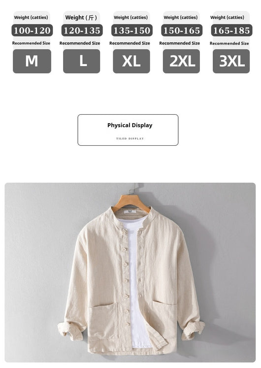 Camisa Abrigo Estilo Retro con Cuello Mao y Botones de Nudo Chino - Image 10