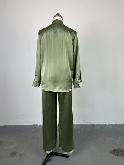 Conjunto Casual de Camisa Rayada y Pantalón Palazzo - Image 3