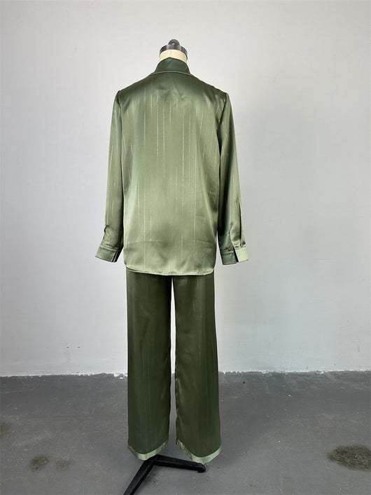 Conjunto Casual de Camisa Rayada y Pantalón Palazzo - Image 3