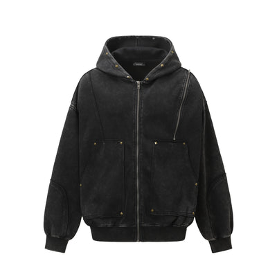 Chamarra Hoodie Retro Vintage Efecto Desgastado - Image 17