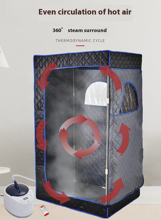 Portable brown quilted full body sauna room with steam generator, remote control, and accessories on a white background. - Image 10