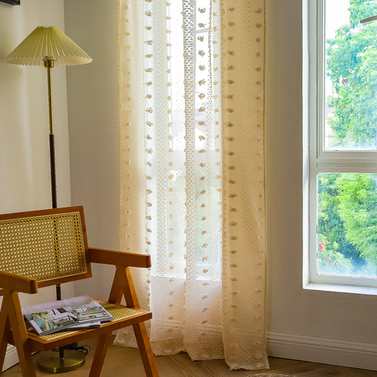 Cortinas Bohemias Texturizadas con Bordado Floral - Image 50