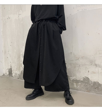 Pantalones Anchos para Hombre con Botones Superpuestos en Negro - Image 8