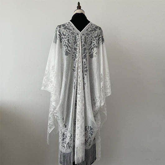 Chal Ligero de Encaje con Flecos para Mujer - Perfecto para Verano - Image 5