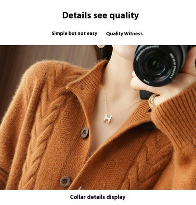 Cardigan Tejido Grueso con Solapa Suelta y Textura Retorcida - Image 15