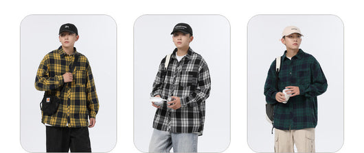 Camisa Casual Retro Cuadros para Hombre - Corte Holgado Primavera Otoño - Image 11