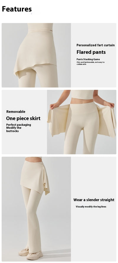 Pantalón Deportivo Dos Piezas Desmontable Cintura Alta y Falda Capri Efecto Nude - Image 12