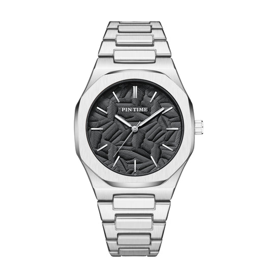 Reloj Impermeable para Hombre con Esfera Grabada en Relieve de Hoja de Palma - Image 2