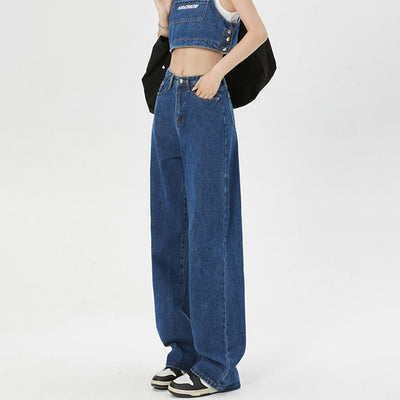 Jeans Rectos Amplios con Efecto Adelgazante y Drapeado Fluido - Image 3