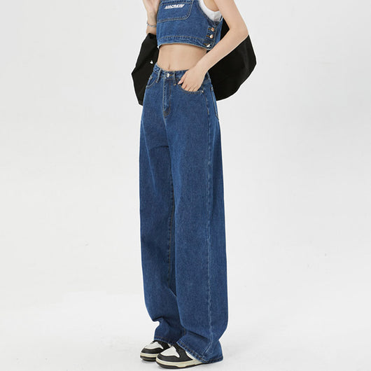 Jeans Rectos Amplios con Efecto Adelgazante y Drapeado Fluido - Image 3