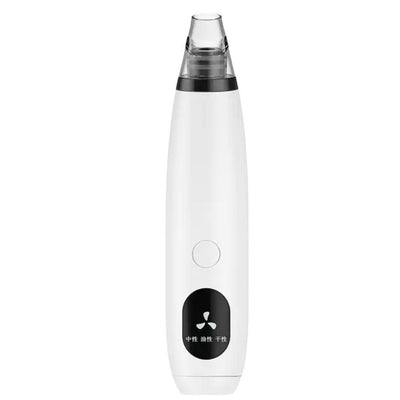 White blackhead vacuum remover with rose gold accents, clear suction head, and control buttons for strong, normal, and soothe modes. - Image 5