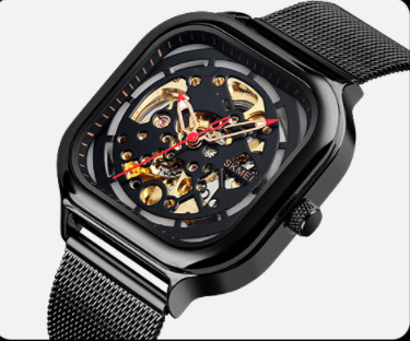 Reloj Mecánico Automático Resistente al Agua con Pulsera Malla y Diseño Hueco Cuadrado - Image 4
