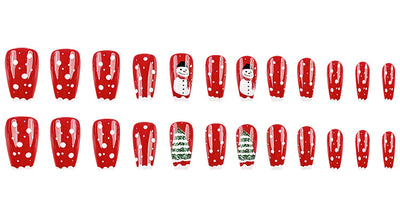 Set de 24 Uñas Postizas Navideñas con Diseños de Sombreros, Rayas y Copos de Nieve - Image 22