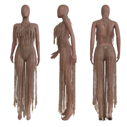 Traje de Baño Enterizo con Flecos Largos y Recortes - Image 5