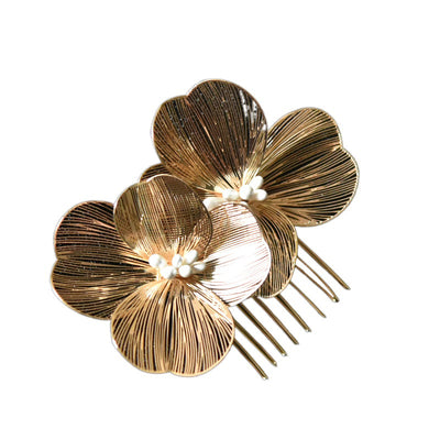 Peineta Nupcial de Flores Doradas - Accesorio de Ensueño para Novia - Image 17